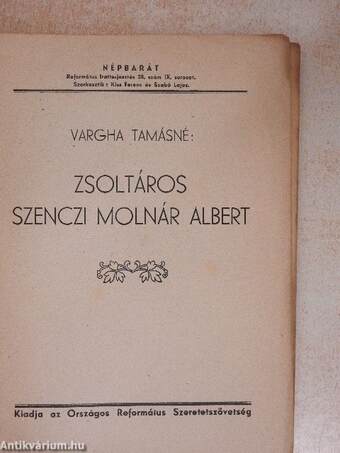 Zsoltáros Szenczi Molnár Albert