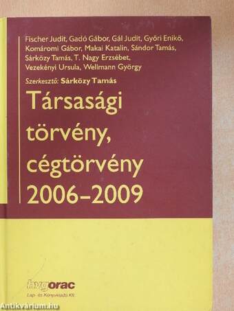 Társasági törvény, cégtörvény 2006-2009