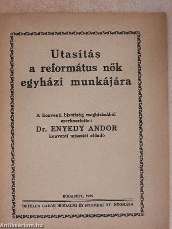 Utasítás a református nők egyházi munkájára