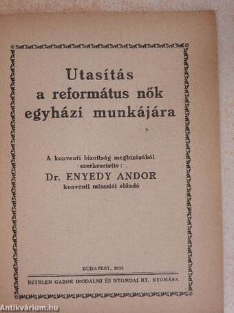 Utasítás a református nők egyházi munkájára