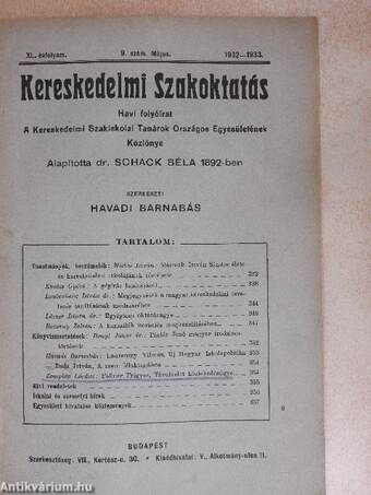 Kereskedelmi Szakoktatás 1932-1933. május