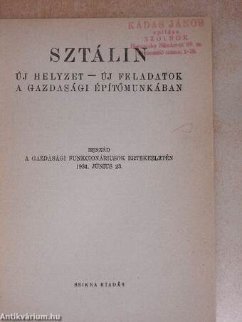 Új helyzet - új feladatok a gazdasági építőmunkában