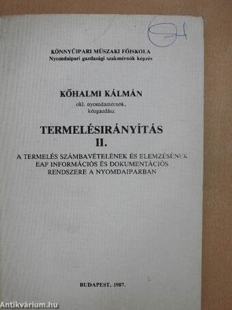 Termelésirányítás II.