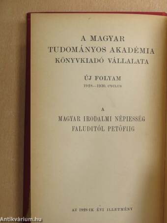 A magyar irodalmi népiesség Faluditól Petőfiig