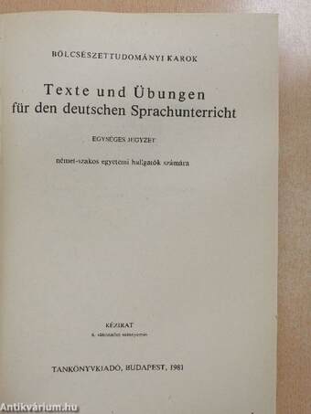 Texte und Übungen für den deutschen Sprachunterricht