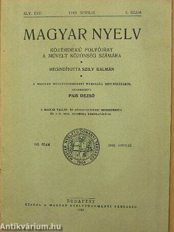 Magyar Nyelv 1949. április