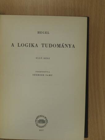 A logika tudománya I-II.