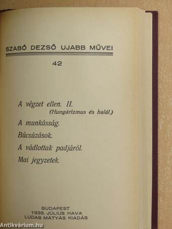 Szabó Dezső ujabb művei 36-37, 39-42