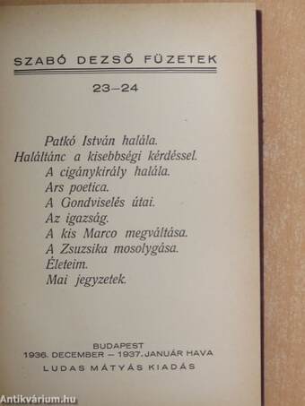 Szabó Dezső füzetek 22-27