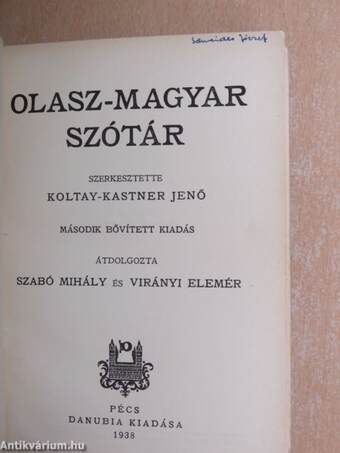 Olasz-magyar szótár/magyar-olasz szótár I-II.