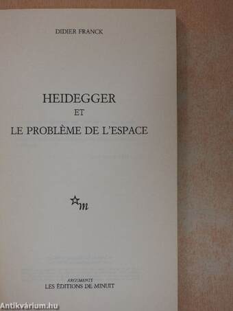 Heidegger et le probléme de l'espace