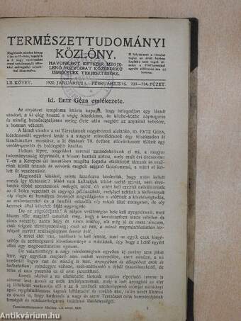 Természettudományi Közlöny 1920. január-június