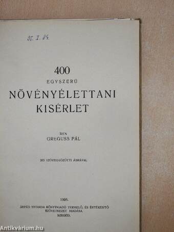 400 egyszerű növényélettani kísérlet