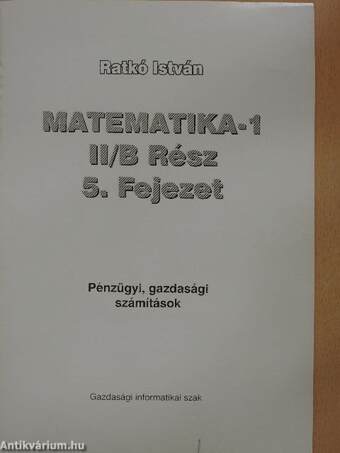 Matematika-1 II/B Rész 5. Fejezet