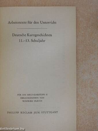 Deutsche Kurzgeschichten 11.-13. Schuljahr