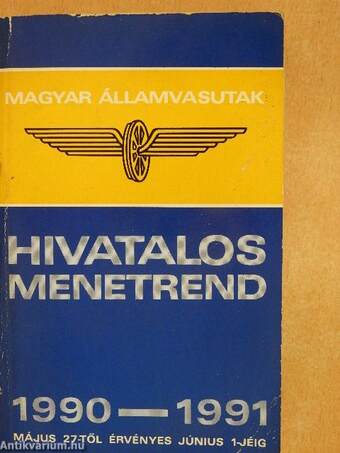 Hivatalos menetrend 1990-1991