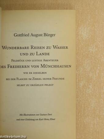 Wunderbare Reisen zu Wasser und zu Lande, Feldzüge und lustige Abenteuer des Freiherrn von Münchhausen