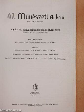 BÁV Rt. 41. művészeti aukció