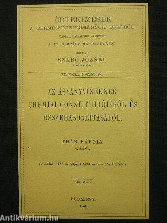 Az ásványvizeknek chemiai constitutiójáról és összehasonlításáról