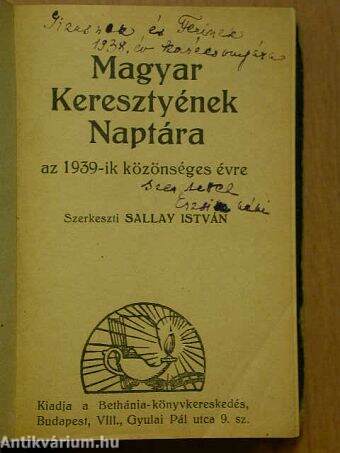 Magyar Keresztyének Naptára az 1939-ik közönséges évre