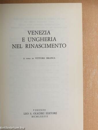 Venezia e Ungheria nel Rinascimento