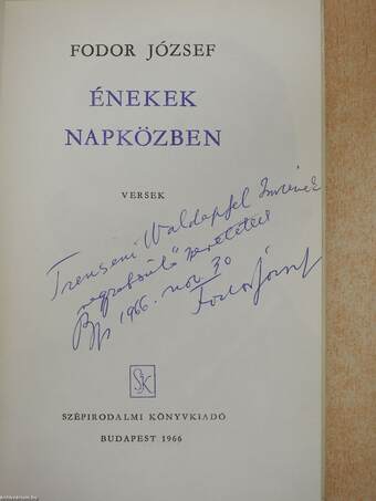 Énekek napközben (dedikált példány)