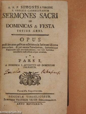 Sermones Sacri in Dominicas & Festa Totius Anni I-II.