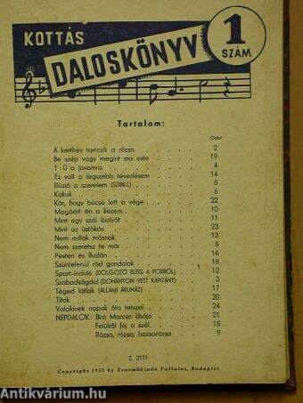 Kottás daloskönyv 1-5.