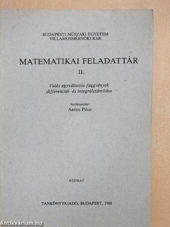 Matematikai feladattár II.