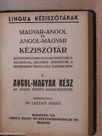 Magyar-angol és angol-magyar kéziszótár I-II.