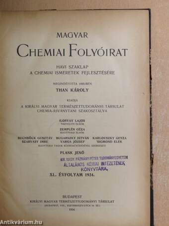 Magyar Chemiai Folyóirat 1934-1936. január-december