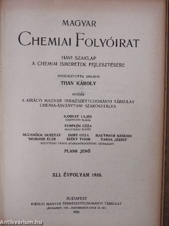 Magyar Chemiai Folyóirat 1934-1936. január-december