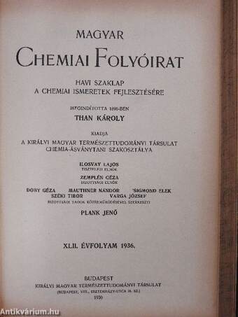 Magyar Chemiai Folyóirat 1934-1936. január-december