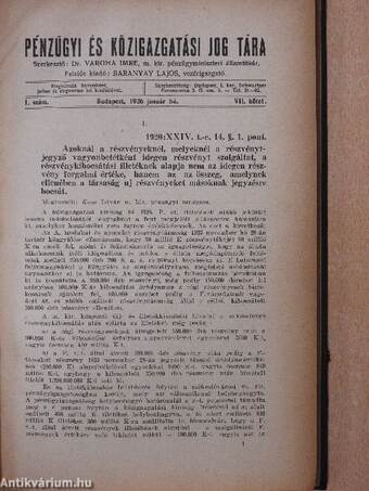 Pénzügyi és Közigazgatási Jog Tára 1926-1927. január-december