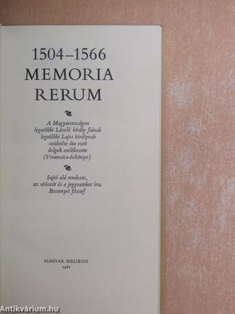 1504-1566 Memoria Rerum