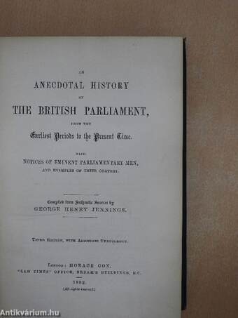 An Anecdotal History of the British Parliament