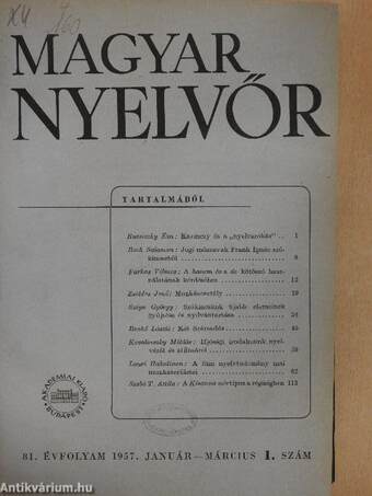 Magyar Nyelvőr 1957. január-december