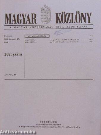 Magyar Közlöny 2004. december 27.