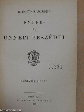 B. Eötvös József emlék- és ünnepi beszédei