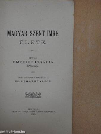 Magyar Szent Imre élete