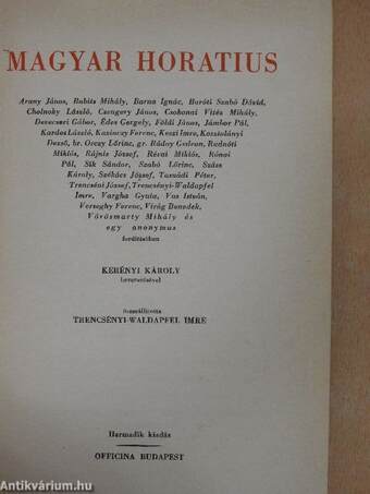 Magyar Horatius/Horatius Noster