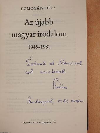 Az újabb magyar irodalom 1945-1981 (dedikált példány)