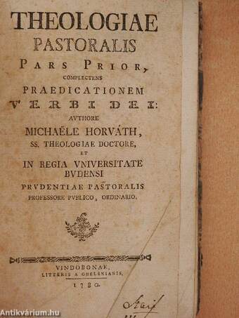 Theologiae Pastoralis I-III.