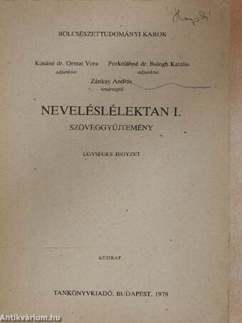 Neveléslélektan I.