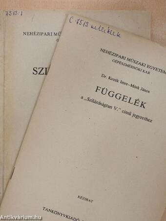 Szilárdságtan V. + Függelék