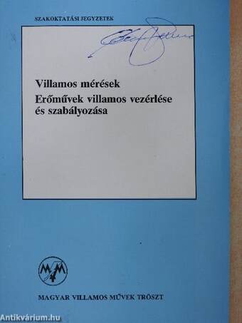 Villamos mérések/Erőművek villamos vezérlése és szabályozása