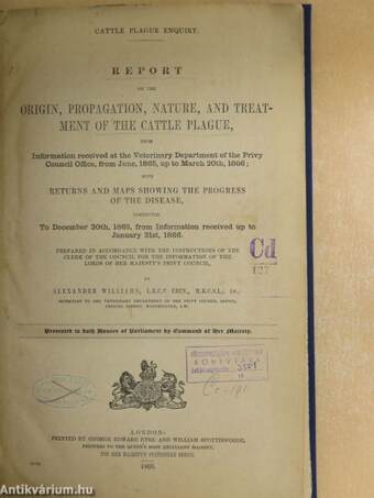 Report on the origin, propagation, nature, and treatment of the cattle plague