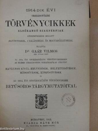 1914-dik évi országgyűlési törvénycikkek