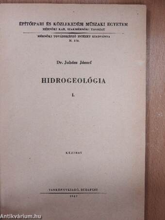 Hidrogeológia I.