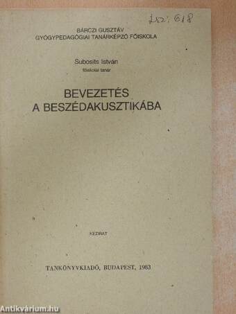 Bevezetés a beszédakusztikába